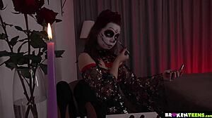Luna Haze's erotic Halloween costume leads to intense anal action