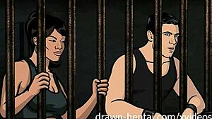 Érotisme animé en prison mettant en vedette Kane et Malory